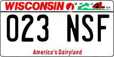 WI license plate 023NSF