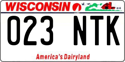 WI license plate 023NTK