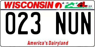 WI license plate 023NUN