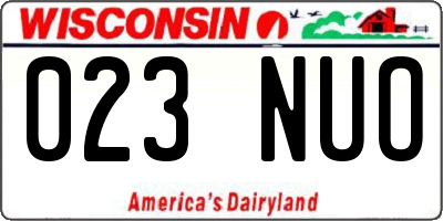 WI license plate 023NUO