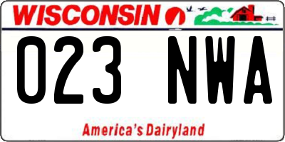 WI license plate 023NWA