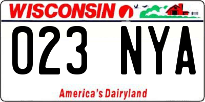 WI license plate 023NYA