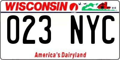 WI license plate 023NYC