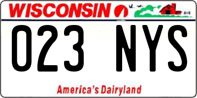 WI license plate 023NYS