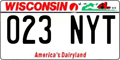 WI license plate 023NYT