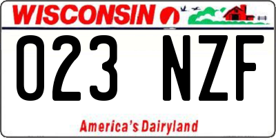 WI license plate 023NZF