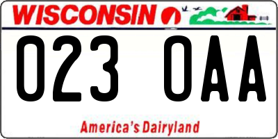 WI license plate 023OAA
