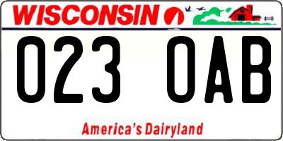 WI license plate 023OAB