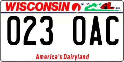 WI license plate 023OAC