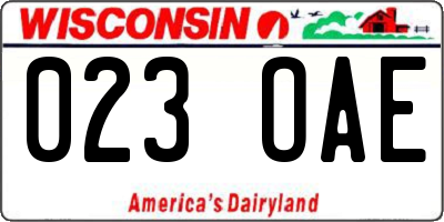 WI license plate 023OAE