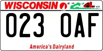 WI license plate 023OAF