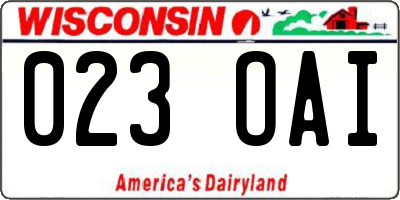 WI license plate 023OAI