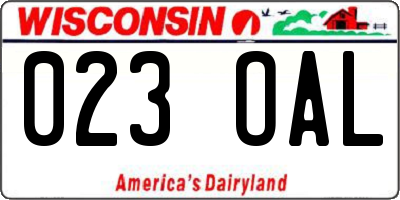 WI license plate 023OAL