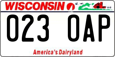 WI license plate 023OAP