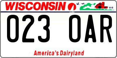 WI license plate 023OAR