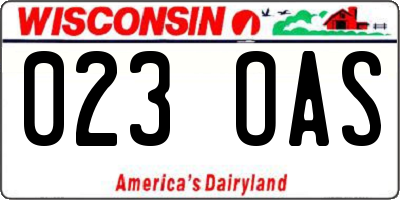 WI license plate 023OAS