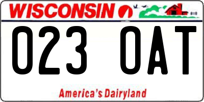 WI license plate 023OAT