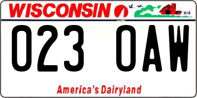 WI license plate 023OAW