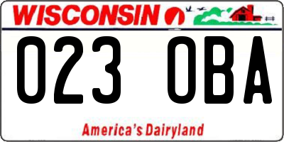 WI license plate 023OBA