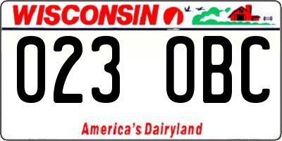WI license plate 023OBC
