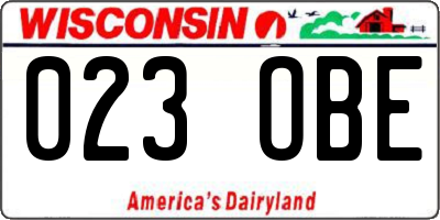 WI license plate 023OBE