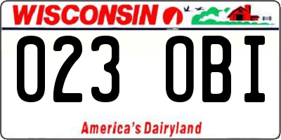 WI license plate 023OBI
