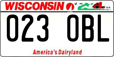 WI license plate 023OBL