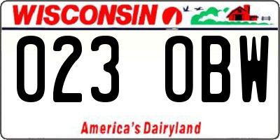 WI license plate 023OBW