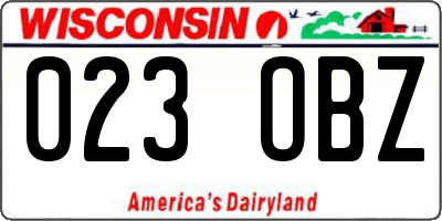WI license plate 023OBZ