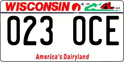 WI license plate 023OCE