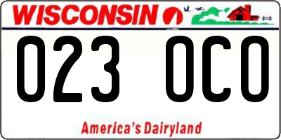 WI license plate 023OCO