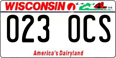 WI license plate 023OCS