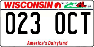 WI license plate 023OCT