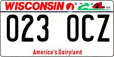 WI license plate 023OCZ