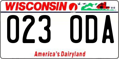 WI license plate 023ODA