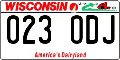 WI license plate 023ODJ