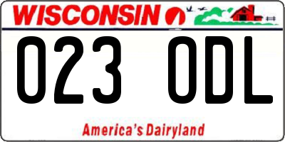 WI license plate 023ODL