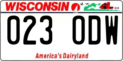 WI license plate 023ODW