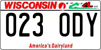 WI license plate 023ODY