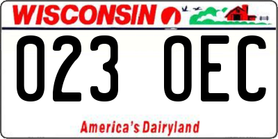 WI license plate 023OEC
