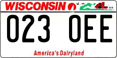 WI license plate 023OEE