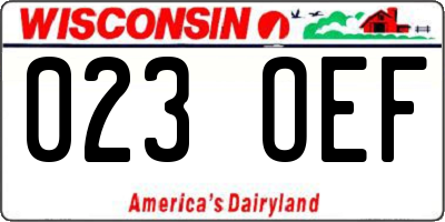 WI license plate 023OEF