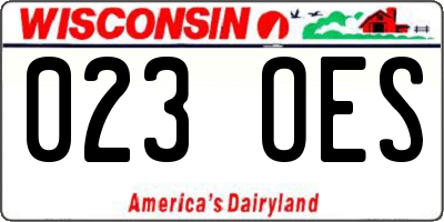 WI license plate 023OES