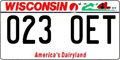 WI license plate 023OET