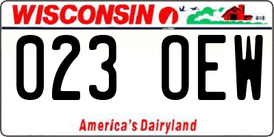 WI license plate 023OEW
