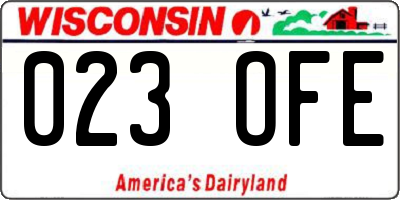 WI license plate 023OFE