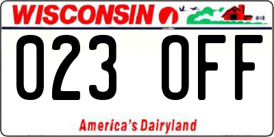 WI license plate 023OFF