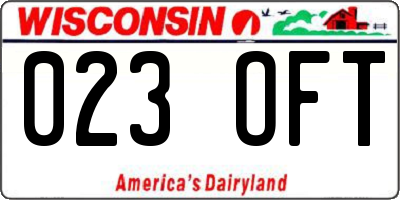 WI license plate 023OFT