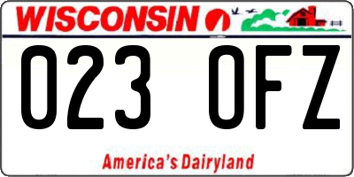 WI license plate 023OFZ