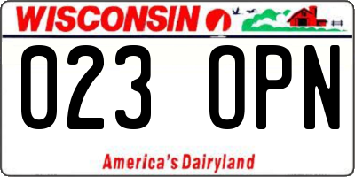 WI license plate 023OPN